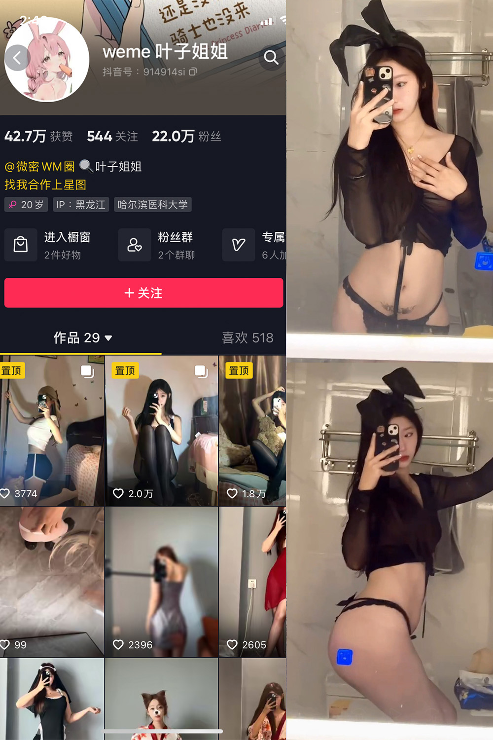抖音 叶子姐姐 觅圈 微密圈 NO.029期 【17P9V】 性感兔女郎